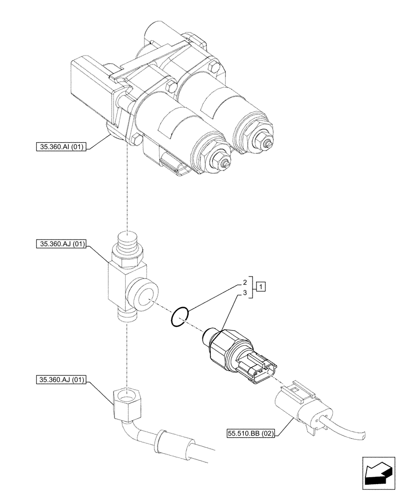 Схема запчастей Case CX160D LC - (55.425.AT[01]) - VAR - 461865 - HAMMER CIRCUIT, PRESSURE SENSOR, W/ ELECTRICAL PROPORTIONAL CONTROL (55) - ELECTRICAL SYSTEMS