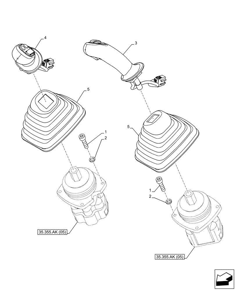 Схема запчастей Case CX130D - (35.355.AK[03]) - VAR - 461863 - JOYSTICK (35) - HYDRAULIC SYSTEMS