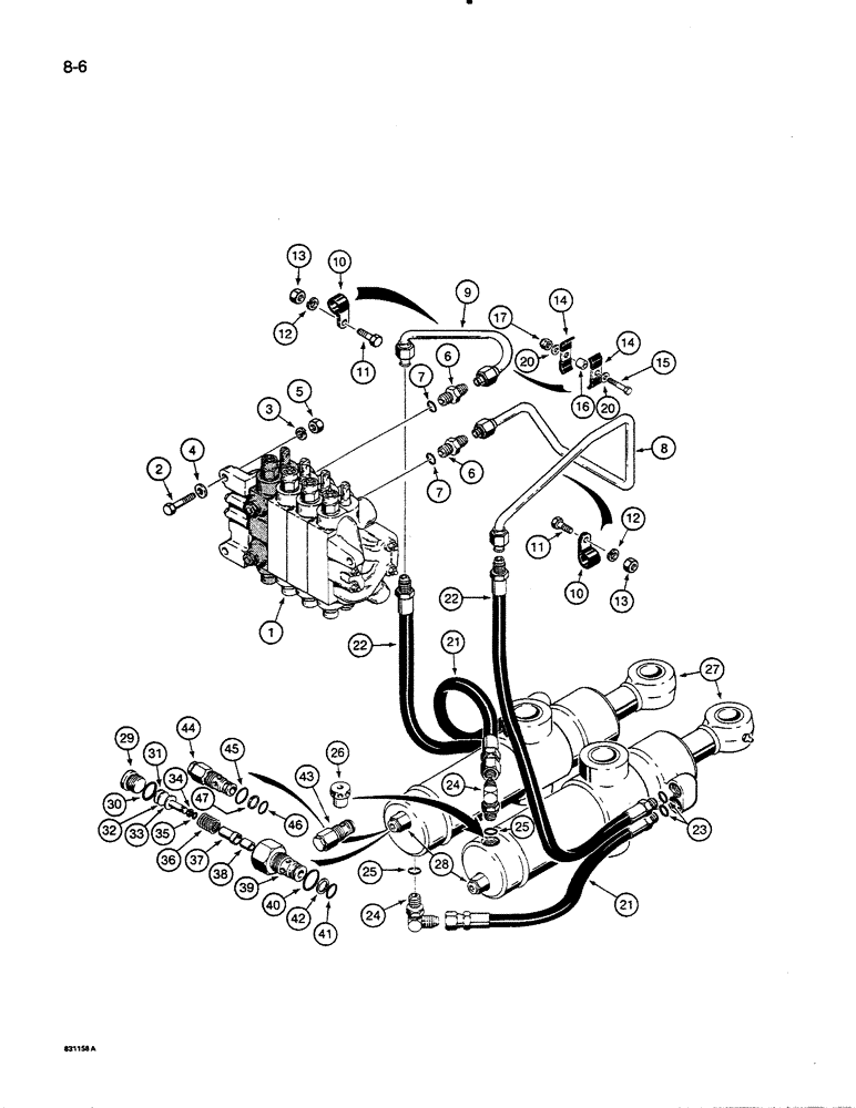 Схема запчастей Case 35C - (8-06) - SWING CYLINDER HYDRAULIC CIRCUIT (08) - HYDRAULICS