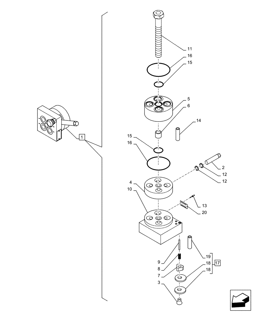 Схема запчастей Case CX160D LC - (35.359.AW[02]) - VAR - 461558 - VALVE, SELECTOR, CONTROL PATTERN SELECTION, COMPONENTS (35) - HYDRAULIC SYSTEMS