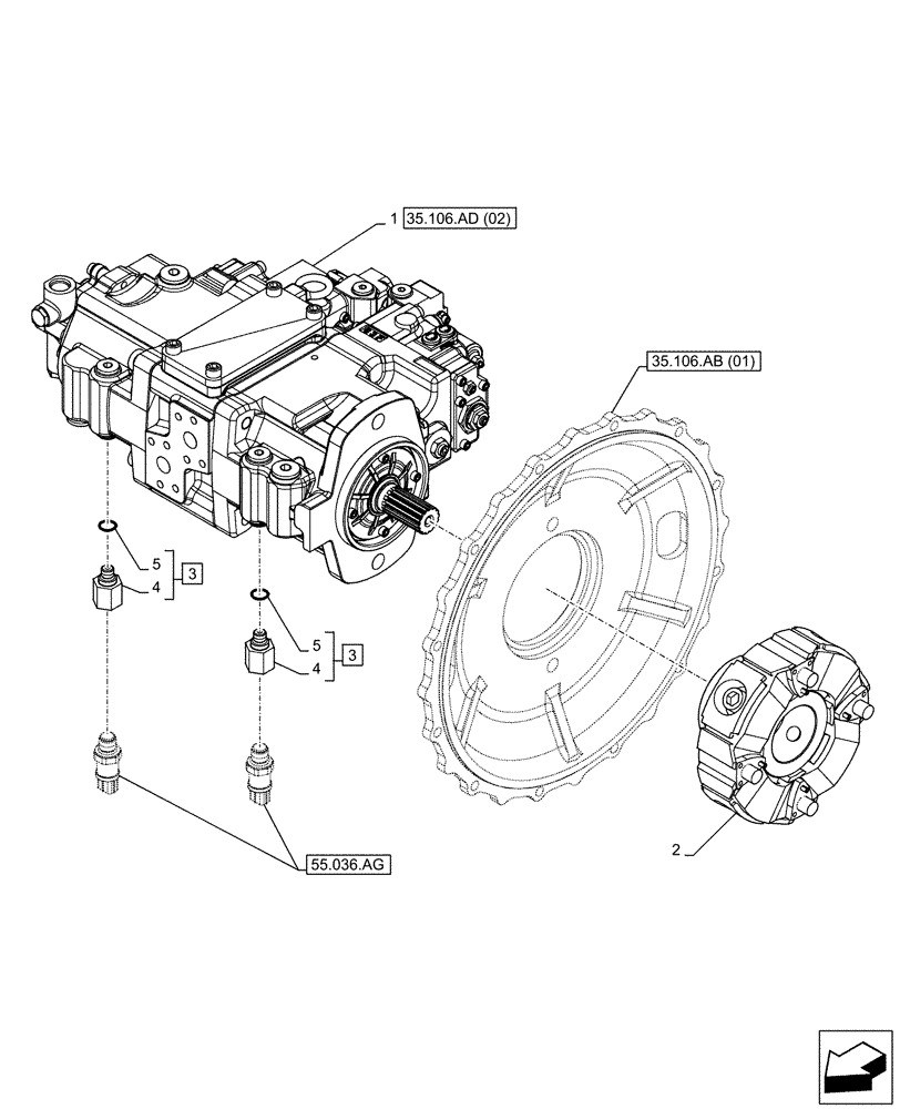 Схема запчастей Case CX160D LC - (35.106.AD[01]) - VARIABLE DELIVERY HYDRAULIC PUMP (35) - HYDRAULIC SYSTEMS