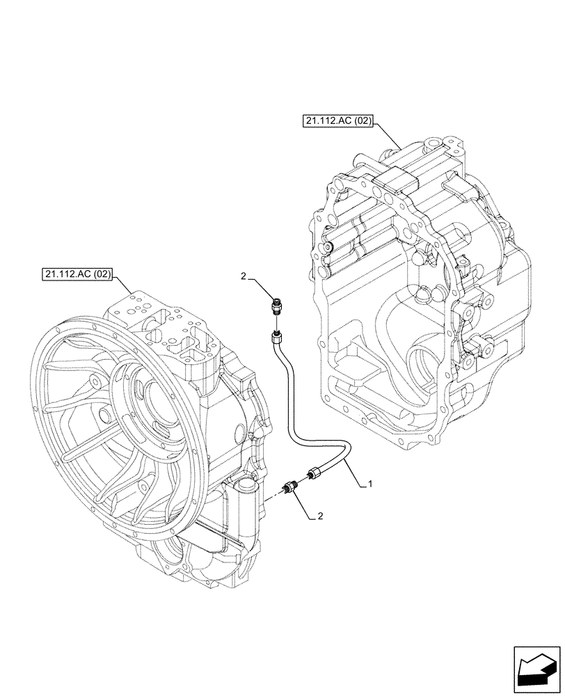 Схема запчастей Case 580SN - (21.104.AR) - VAR - 423059 - TRANSMISSION, POWERSHUTTLE, OIL LINE, INTERNAL, 4WD (21) - TRANSMISSION