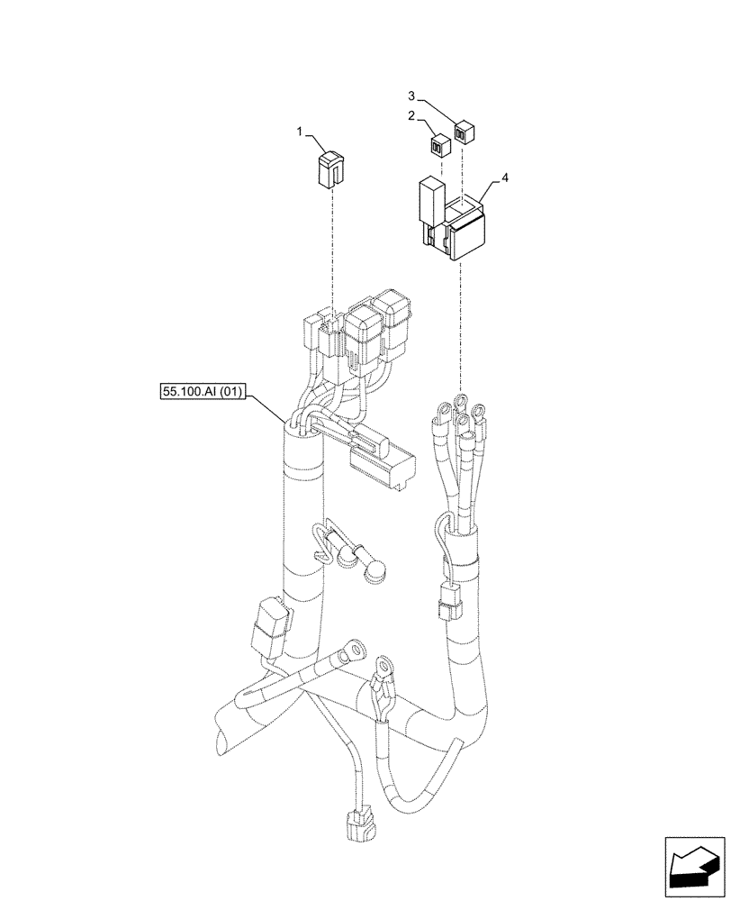 Схема запчастей Case CX130D LC - (55.100.DO[02]) - FUSE, WIRE HARNESS (55) - ELECTRICAL SYSTEMS