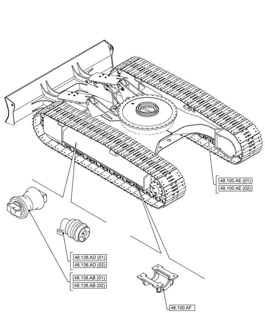 Схема запчастей Case CX130D - (48.000.00[02]) - SECTION INDEX - TRACKS & TRACK SUSPENSION (48) - TRACKS & TRACK SUSPENSION