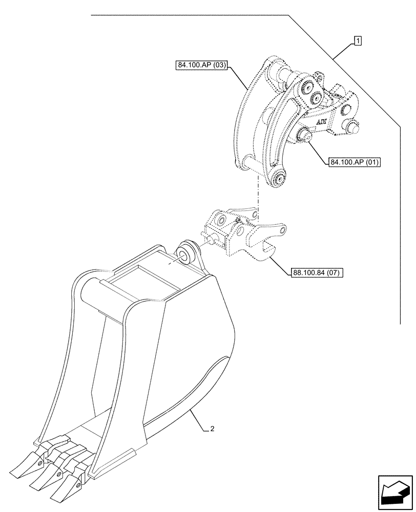 Схема запчастей Case 580SN - (88.100.84[10]) - DIA KIT, BUCKET, WR QC30 HD, 12 INCH/305MM (88) - ACCESSORIES