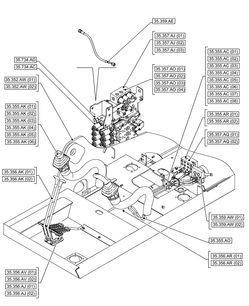 Схема запчастей Case CX160D LC - (00.000.35[03]) - PICTORIAL INDEX - HYDRAULIC SYSTEMS (00) - GENERAL & PICTORIAL INDEX