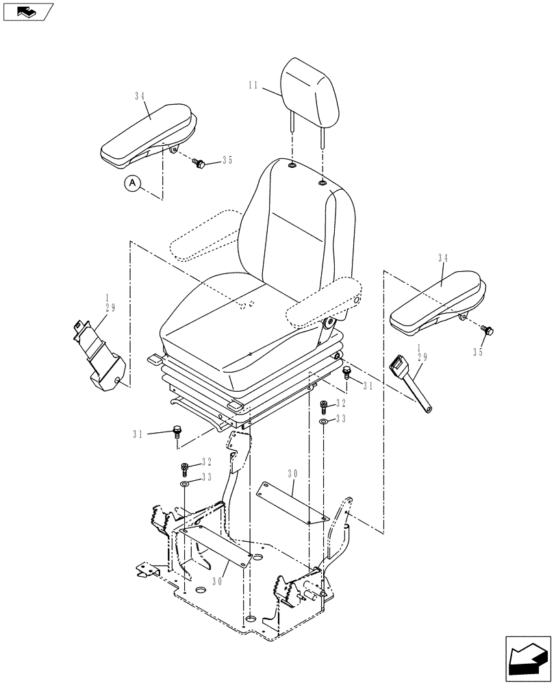 Схема запчастей Case CX130C - (90.124.AD) - SEAT, AIR SUSPENSION (90) - PLATFORM, CAB, BODYWORK AND DECALS