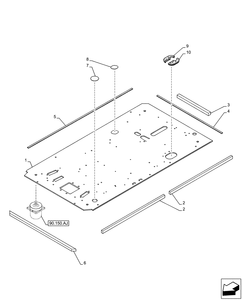 Схема запчастей Case CX130D LC - (90.150.AW) - STD + VAR - 461863, 461868, 461869, 461871 - CAB FLOOR (90) - PLATFORM, CAB, BODYWORK AND DECALS