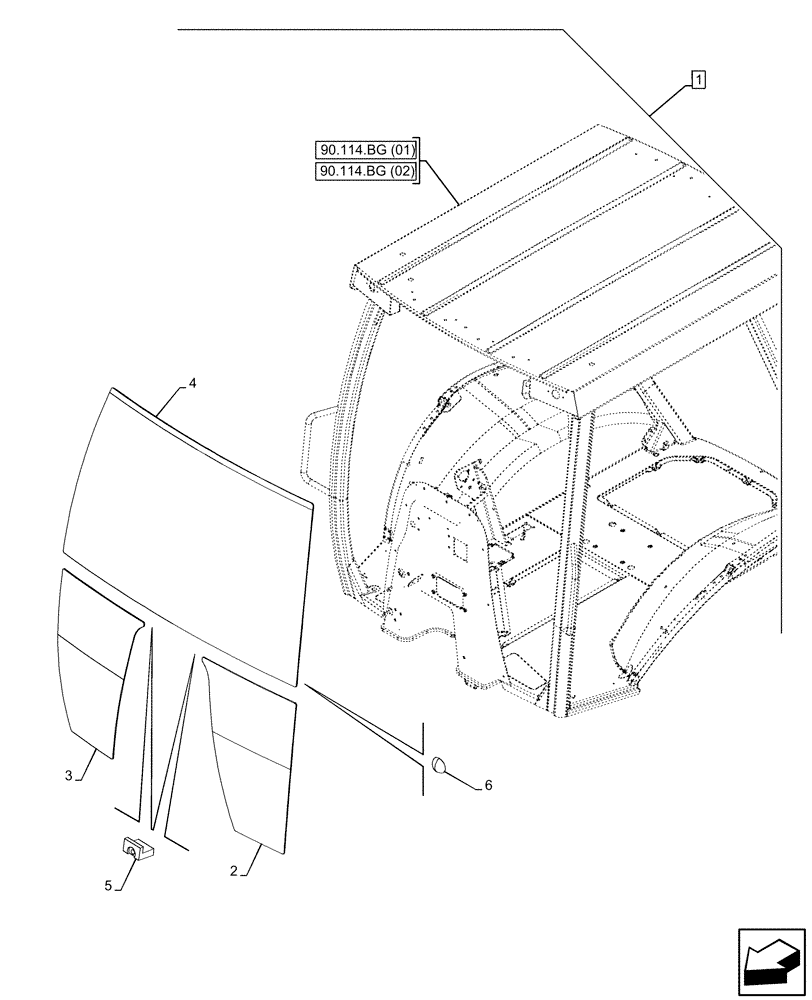 Схема запчастей Case 580SN WT - (88.100.90[12]) - DIA KIT, CONVERSION KIT, CANOPY, WIDE (88) - ACCESSORIES