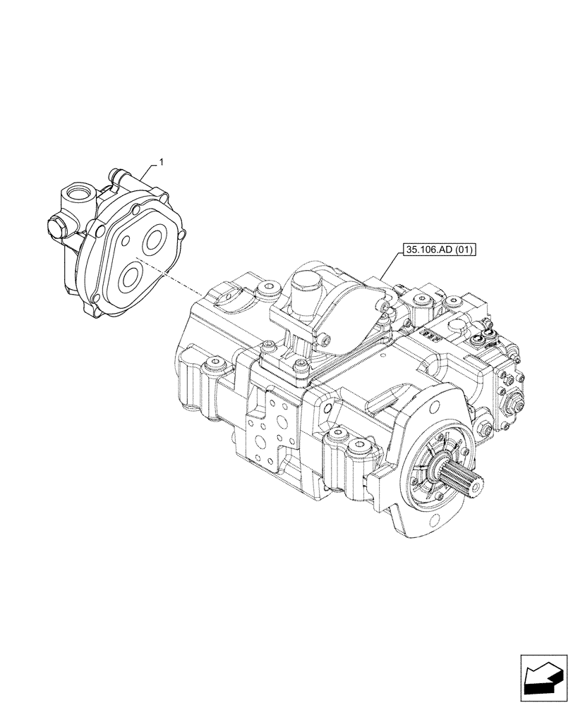 Схема запчастей Case CX130D - (35.357.AC) - HYDRAULIC PUMP, PILOT (35) - HYDRAULIC SYSTEMS