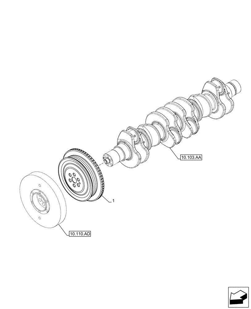 Схема запчастей Case F4HFE6137 B003 - (10.103.AG) - CRANKSHAFT & PULLEY (10) - ENGINE