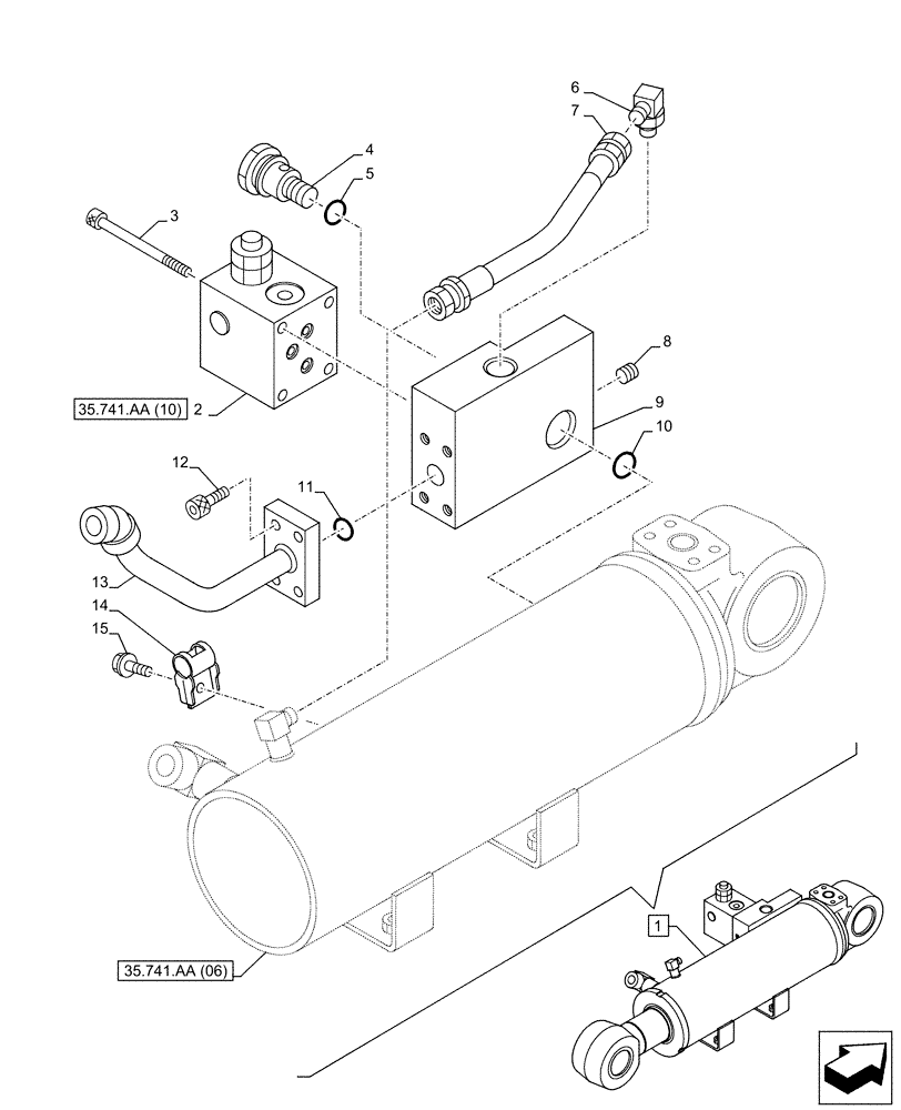 Схема запчастей Case CX130D - (35.741.AA[09]) - VAR - 481064 - LIFT CYLINDER, BLADE, SAFETY VALVE, COMPONENTS (35) - HYDRAULIC SYSTEMS