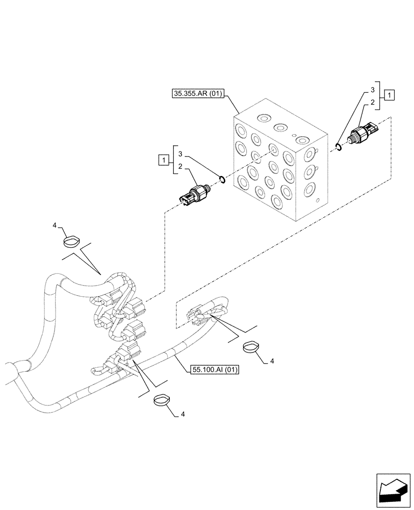 Схема запчастей Case CX160D LC - (55.036.AB[03]) - CUSHION, VALVE, SENSOR (55) - ELECTRICAL SYSTEMS