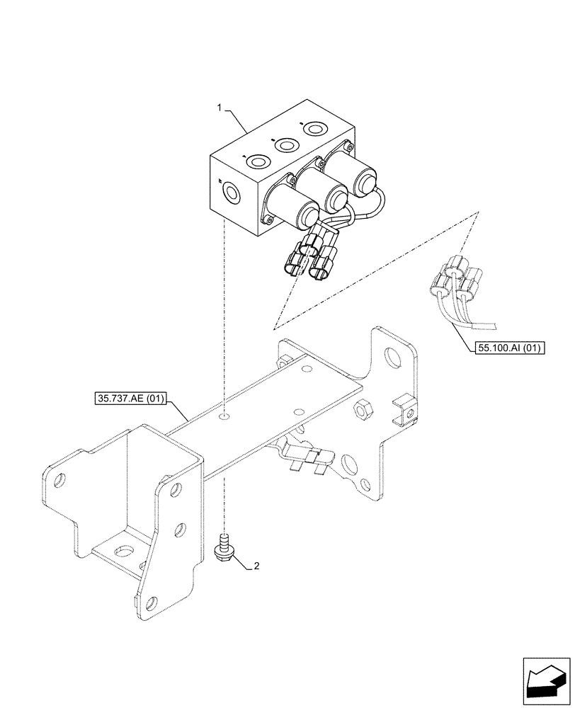 Схема запчастей Case CX160D LC - (35.357.AJ[01]) - STD + VAR - 461558 - MAIN, SOLENOID VALVE, CONTROL PATTERN SELECTION (35) - HYDRAULIC SYSTEMS