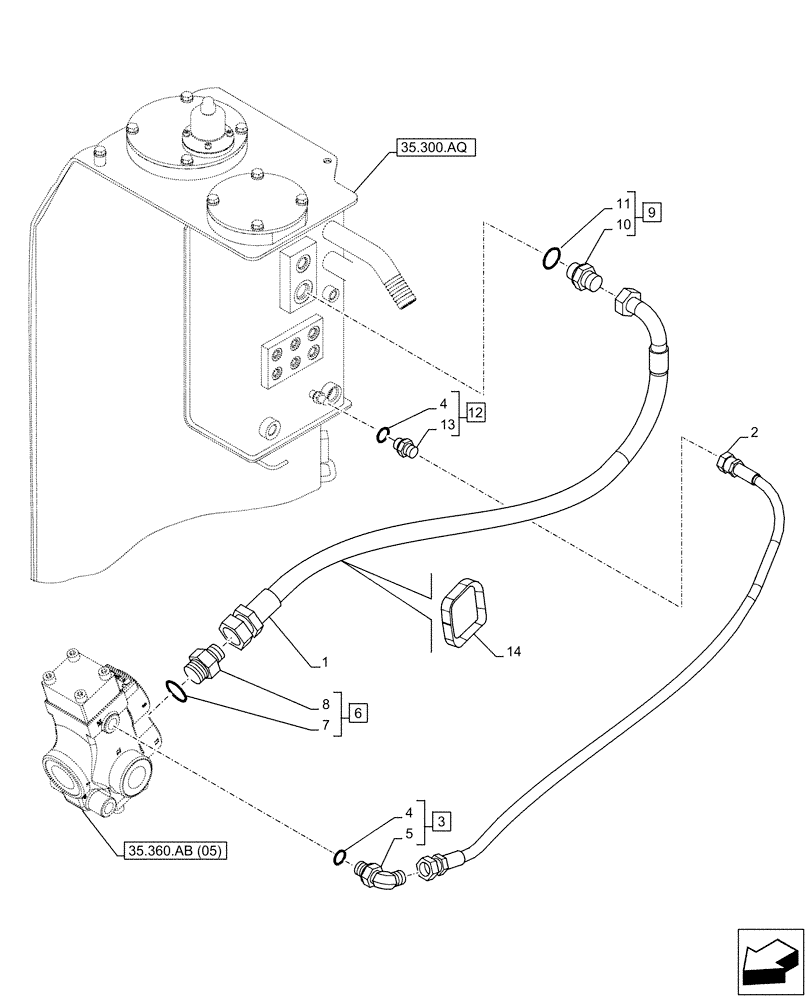 Схема запчастей Case CX160D LC - (35.360.AB[08]) - VAR - 461869 - HAMMER CIRCUIT, LINES, HIGH FLOW, SHEARS, W/ ELECTRICAL PROPORTIONAL CONTROL (35) - HYDRAULIC SYSTEMS