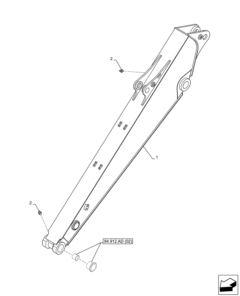 Схема запчастей Case CX130D LC - (84.912.AA[02]) - VAR - 781174 - ARM (L=2.5M) (84) - BOOMS, DIPPERS & BUCKETS