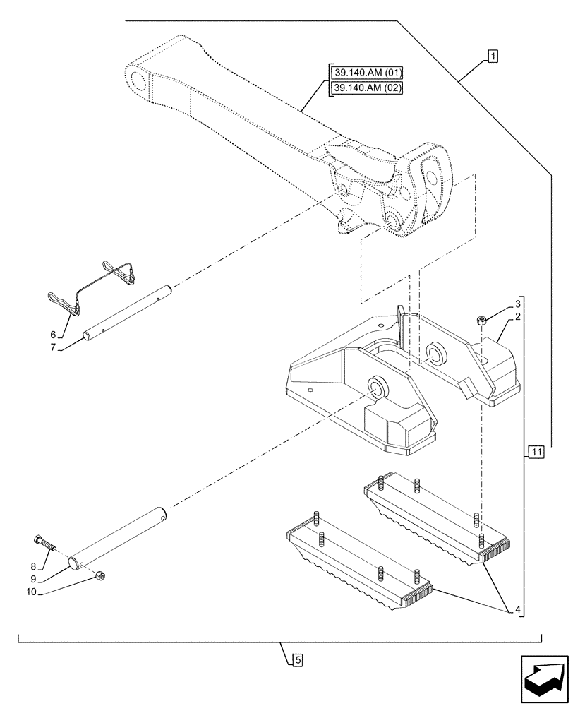 Схема запчастей Case 580SN - (88.100.39[01]) - DIA KIT, STABILIZER FOOT (88) - ACCESSORIES