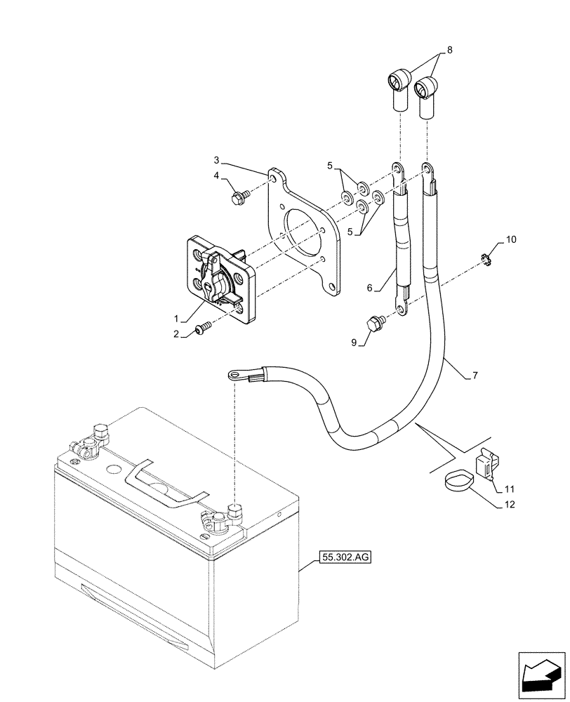 Схема запчастей Case CX130D LC - (55.302.AI) - BATTERY ISOLATOR, SWITCH (55) - ELECTRICAL SYSTEMS