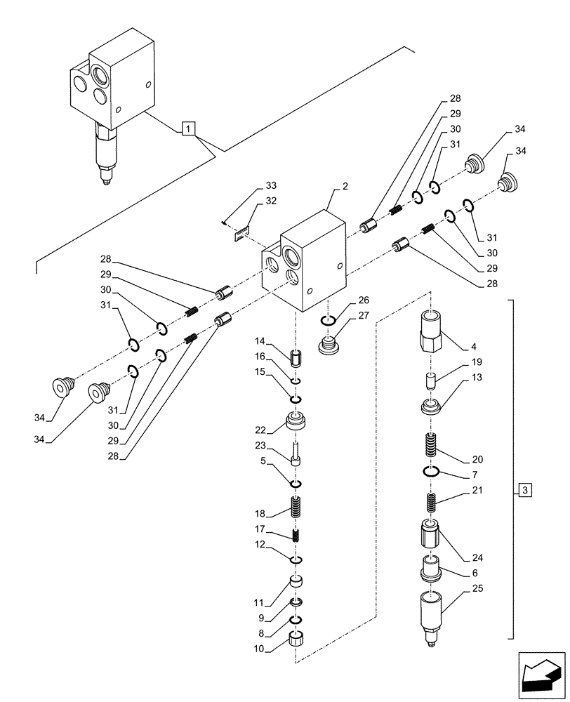 Схема запчастей Case CX130D - (35.360.AE[04]) - VAR - 461869 - SELECTOR VALVE, HAMMER CIRCUIT, HIGH FLOW, SHEARS, W/ ELECTRICAL PROPORTIONAL CONTROL, COMPONENTS (35) - HYDRAULIC SYSTEMS