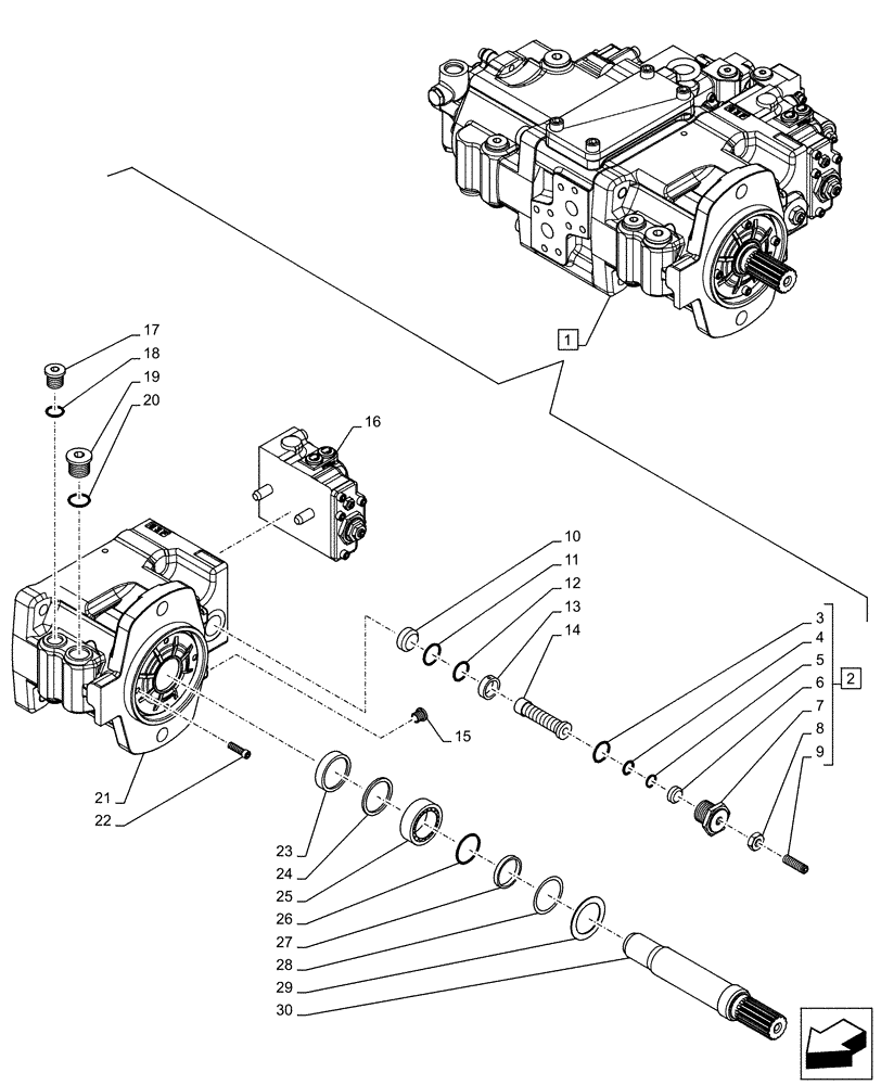 Схема запчастей Case CX160D LC - (35.106.AD[04]) - VARIABLE DELIVERY HYDRAULIC PUMP, COMPONENTS (35) - HYDRAULIC SYSTEMS