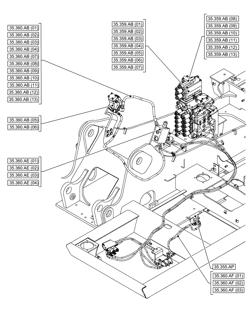 Схема запчастей Case CX160D LC - (35.000.00[02]) - SECTION INDEX - HYDRAULIC SYSTEMS (35) - HYDRAULIC SYSTEMS