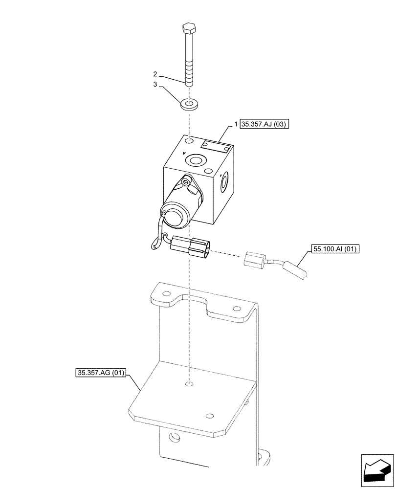 Схема запчастей Case CX160D LC - (35.357.AJ[02]) - STD + VAR - 461558 - MAIN, SOLENOID VALVE, CONTROL PATTERN SELECTION (35) - HYDRAULIC SYSTEMS