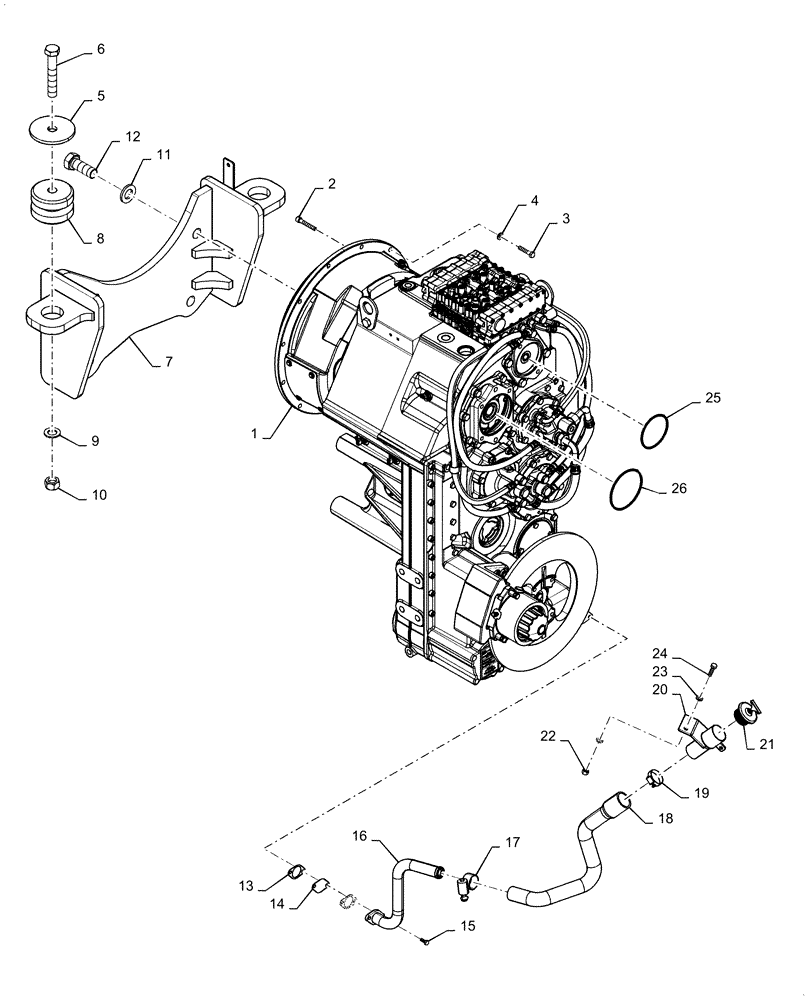 Схема запчастей Case 1121G - (21.113.010) - VAR - 424224 - TRANSMISSION INSTALLATION (21) - TRANSMISSION