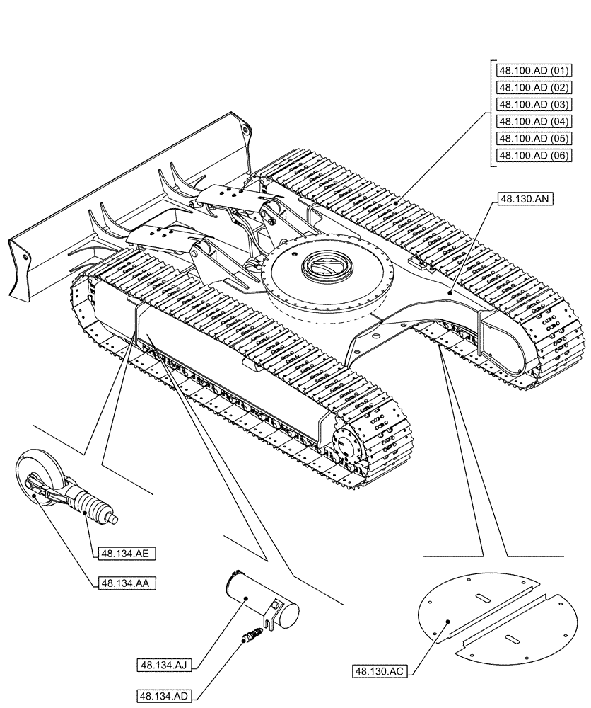 Схема запчастей Case CX130D - (48.000.00[01]) - SECTION INDEX - SUSPENSION AND TRACKS (48) - TRACKS & TRACK SUSPENSION