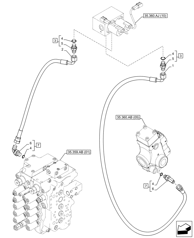 Схема запчастей Case CX160D LC - (35.360.AJ[14]) - VAR - 461869 - SOLENOID VALVE, LINES, HAMMER CIRCUIT, SHEARS, HIGH FLOW, W/ ELECTRICAL PROPORTIONAL CONTROL (35) - HYDRAULIC SYSTEMS