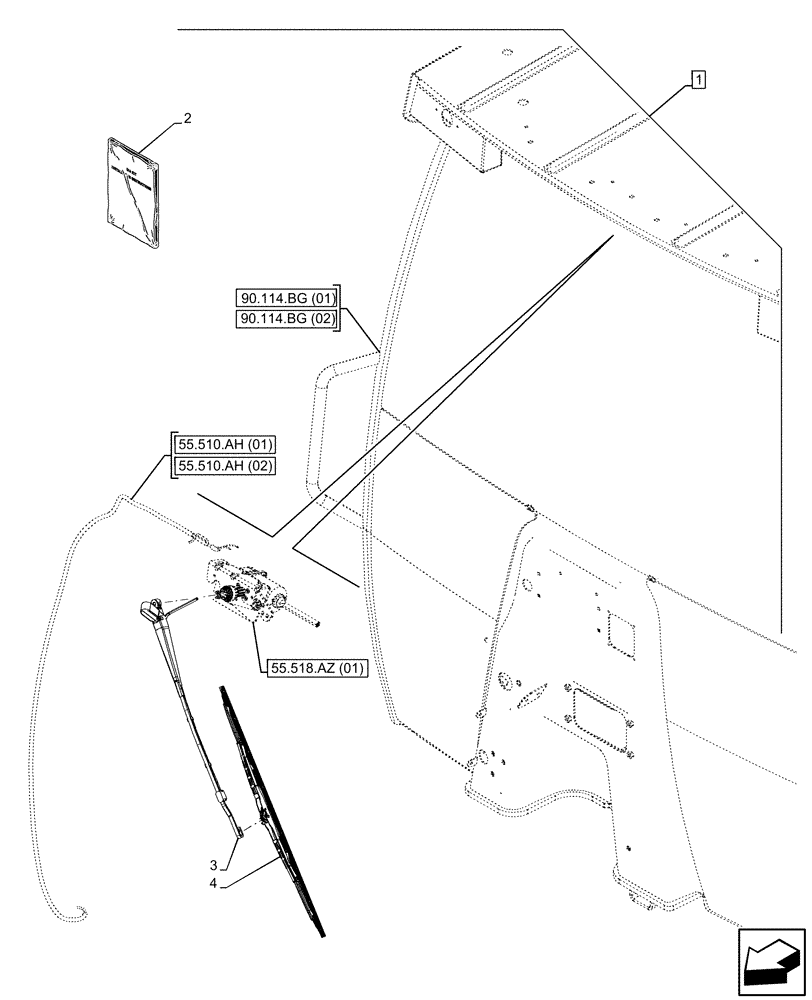 Схема запчастей Case 580N EP - (88.100.90[11]) - DIA KIT, CONVERSION KIT, CANOPY, NARROW (88) - ACCESSORIES