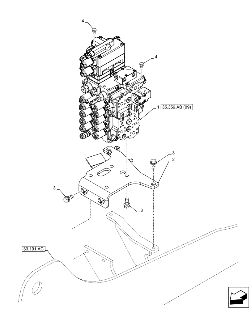 Схема запчастей Case CX130D - (35.359.AB[08]) - VAR - 461863 - CONTROL VALVE, MOUNTING, BRACKET, CLAMSHELL BUCKET, ROTATION, W/ ELECTRICAL PROPORTIONAL CONTROL (35) - HYDRAULIC SYSTEMS