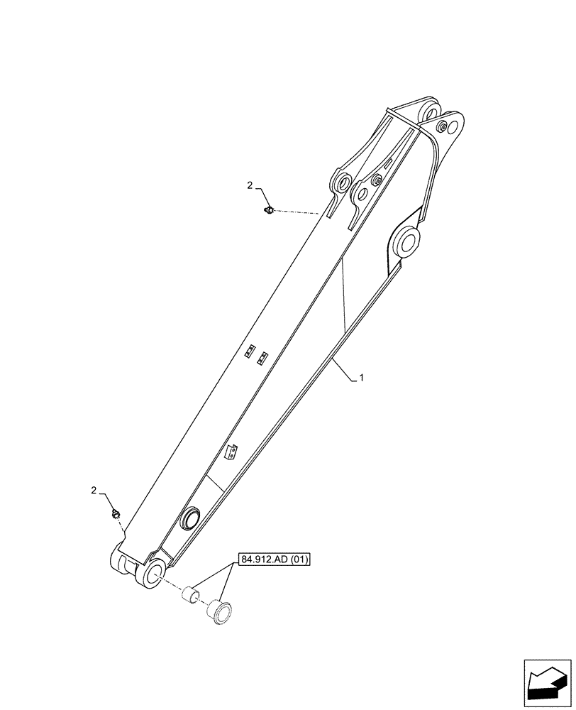 Схема запчастей Case CX130D LC - (84.912.AA[01]) - VAR - 461574 - ARM, HEAVY DUTY (L=2.1M) (84) - BOOMS, DIPPERS & BUCKETS