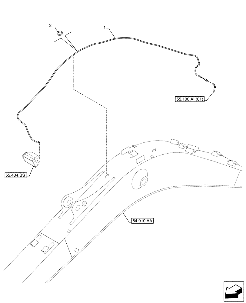 Схема запчастей Case CX160D LC - (55.511.AA) - WORK LIGHT, BOOM, WIRE HARNESS (55) - ELECTRICAL SYSTEMS