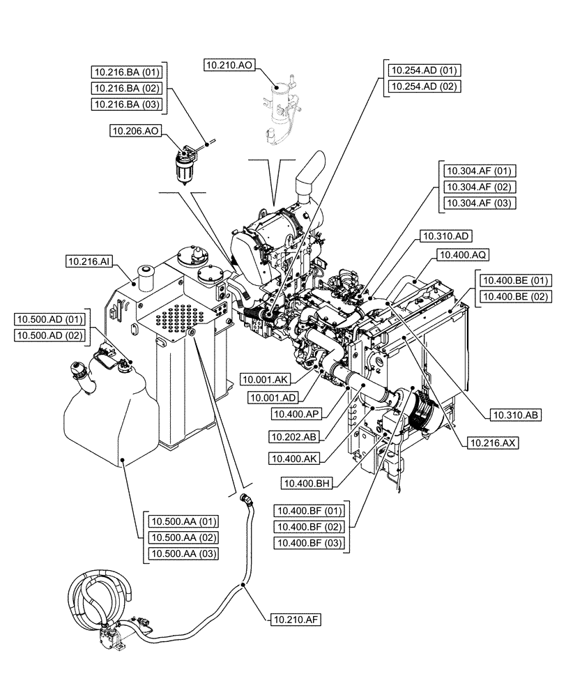 Схема запчастей Case CX160D LC - (00.000.10) - PICTORIAL INDEX - ENGINE (00) - GENERAL & PICTORIAL INDEX