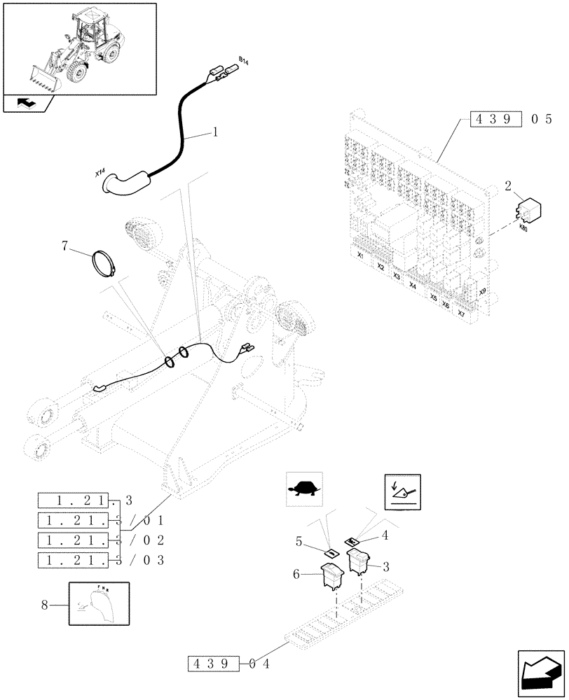 Схема запчастей Case 21E - (734[03]) - DIG CYLINDER REAR STROKE SENSOR: ELECTRIC DIAGRAM (18) - VARIATIONS