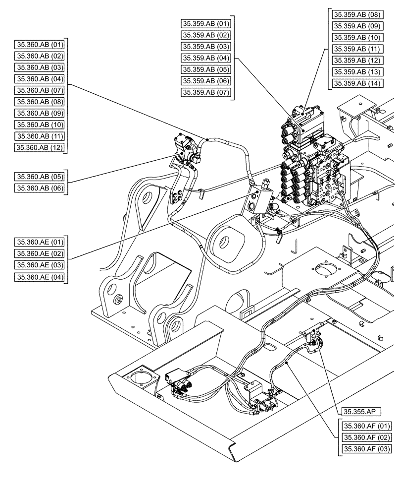 Схема запчастей Case CX130D - (35.000.00[02]) - SECTION INDEX - HYDRAULIC SYSTEMS (35) - HYDRAULIC SYSTEMS