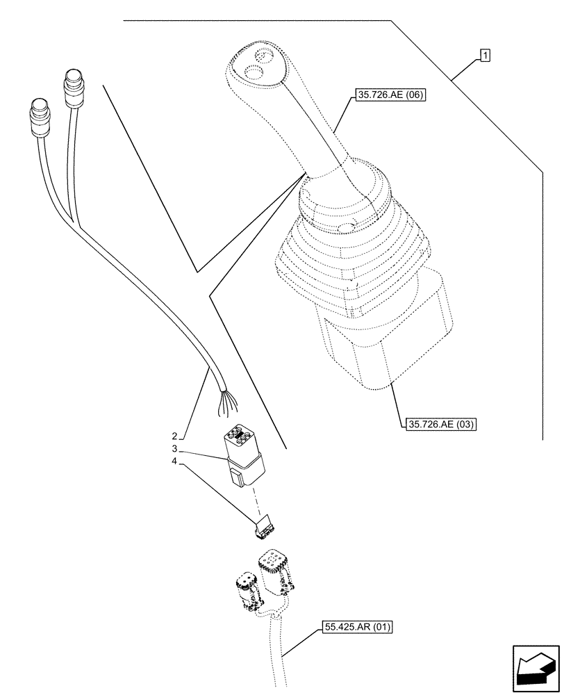 Схема запчастей Case 580SN WT - (88.100.35[31]) - DIA KIT, DUAL AUXILIARY, PILOT CONTROL, EXTENDABLE DIPPER (88) - ACCESSORIES