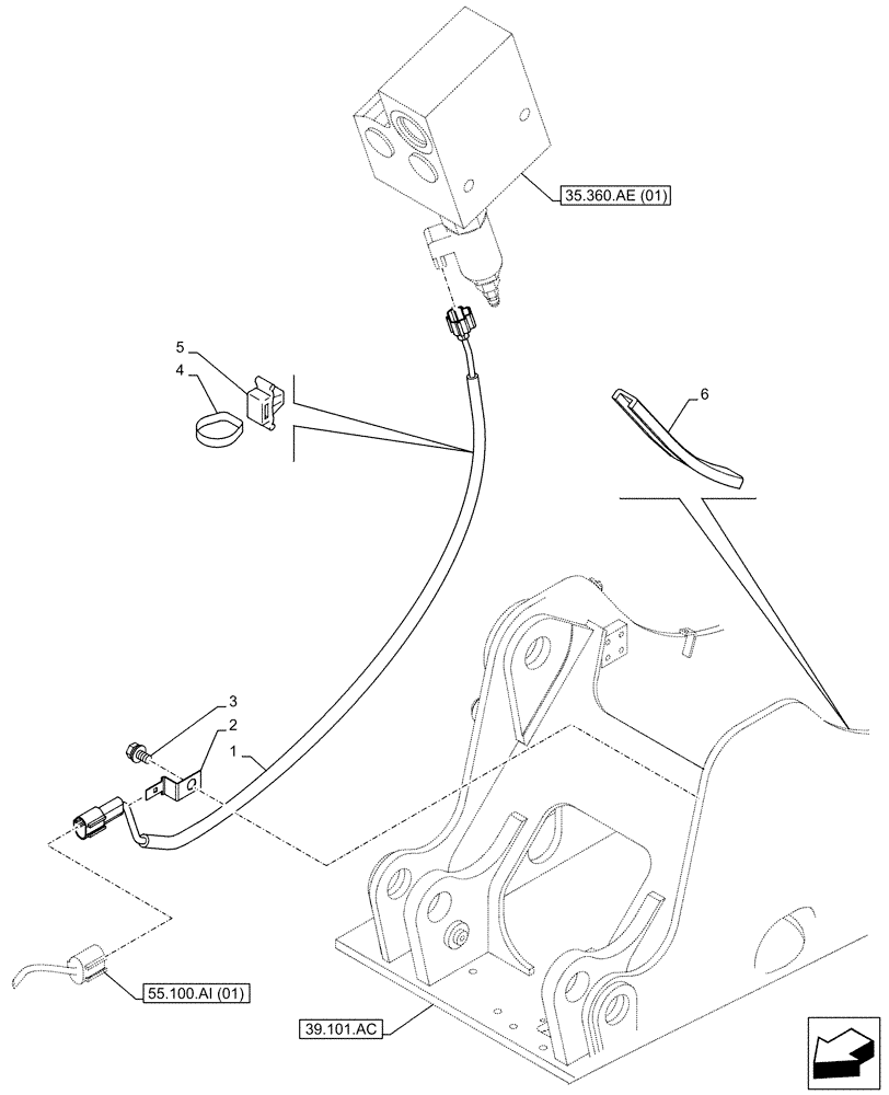 Схема запчастей Case CX160D LC - (55.950.AA) - VAR - 461869 - SELECTOR VALVE, HARNESS, HAMMER CIRCUIT, HIGH FLOW, SHEARS, W/ ELECTRICAL PROPORTIONAL CONTROL (55) - ELECTRICAL SYSTEMS