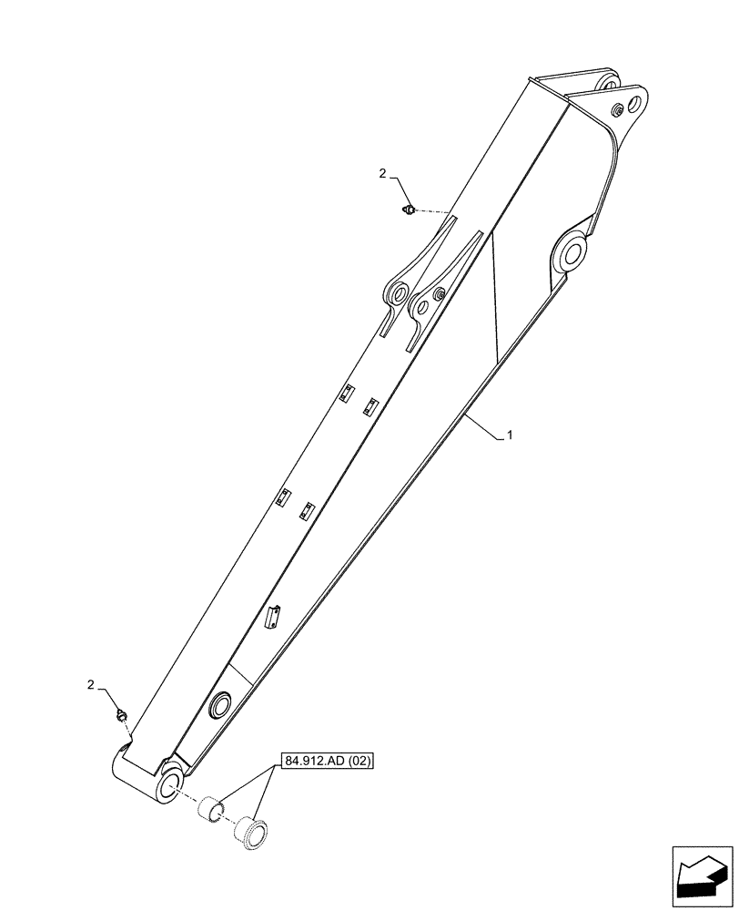 Схема запчастей Case CX160D LC - (84.912.AA[02]) - VAR - 781178 - ARM (L=3M) (84) - BOOMS, DIPPERS & BUCKETS