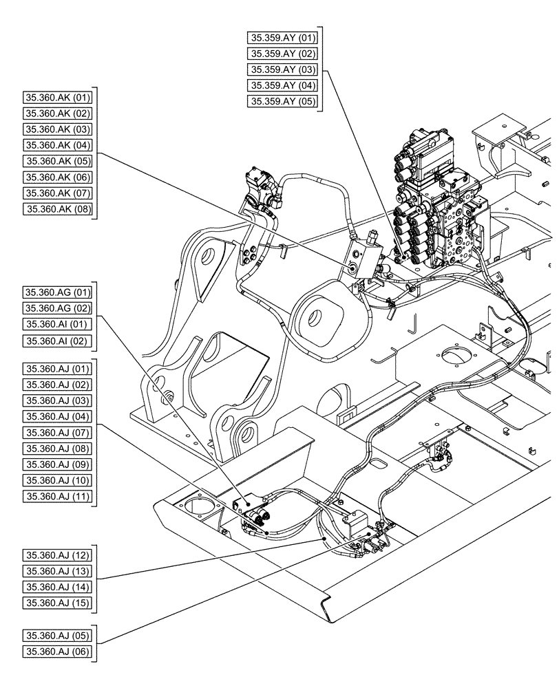 Схема запчастей Case CX160D LC - (35.000.00[07]) - SECTION INDEX - HYDRAULIC SYSTEMS (35) - HYDRAULIC SYSTEMS