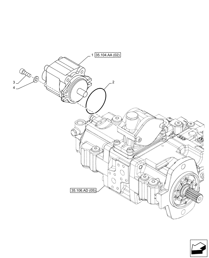 Схема запчастей Case CX130D LC - (35.104.AA[01]) - VAR - 461863 - HYDRAULIC PUMP, GEAR, CLAMSHELL BUCKET, ROTATION, W/ ELECTRICAL PROPORTIONAL CONTROL, ROTATION (35) - HYDRAULIC SYSTEMS