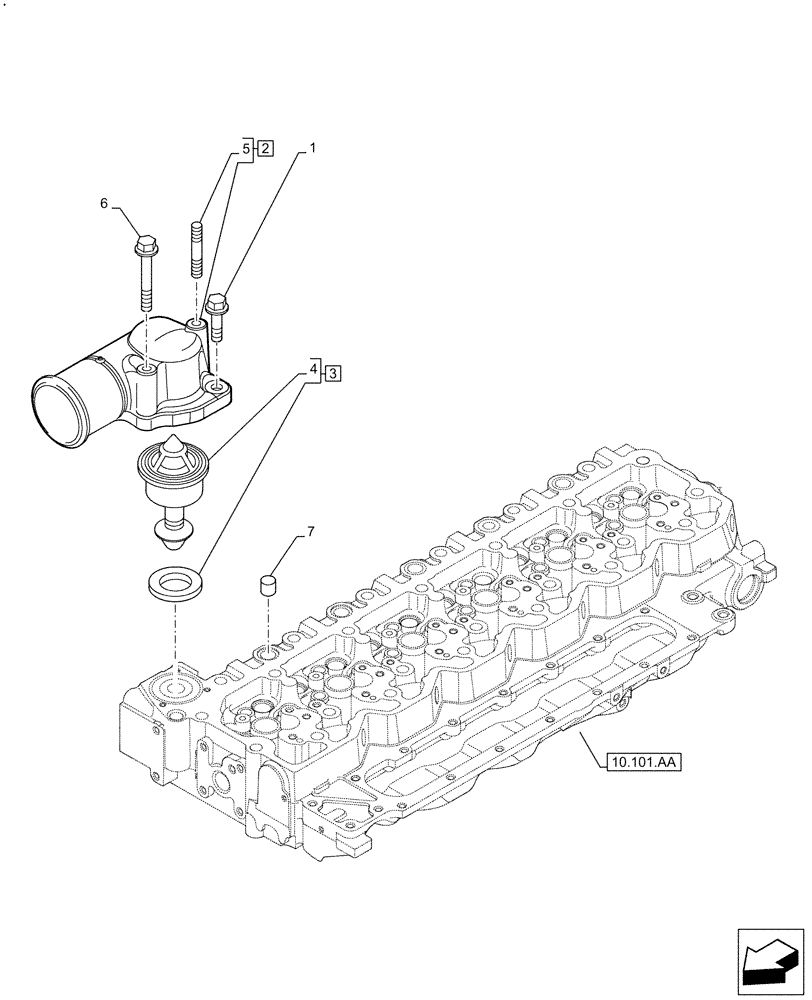 Схема запчастей Case F4HFE6137 B003 - (10.400.BC) - COOLANT THERMOSTAT (10) - ENGINE