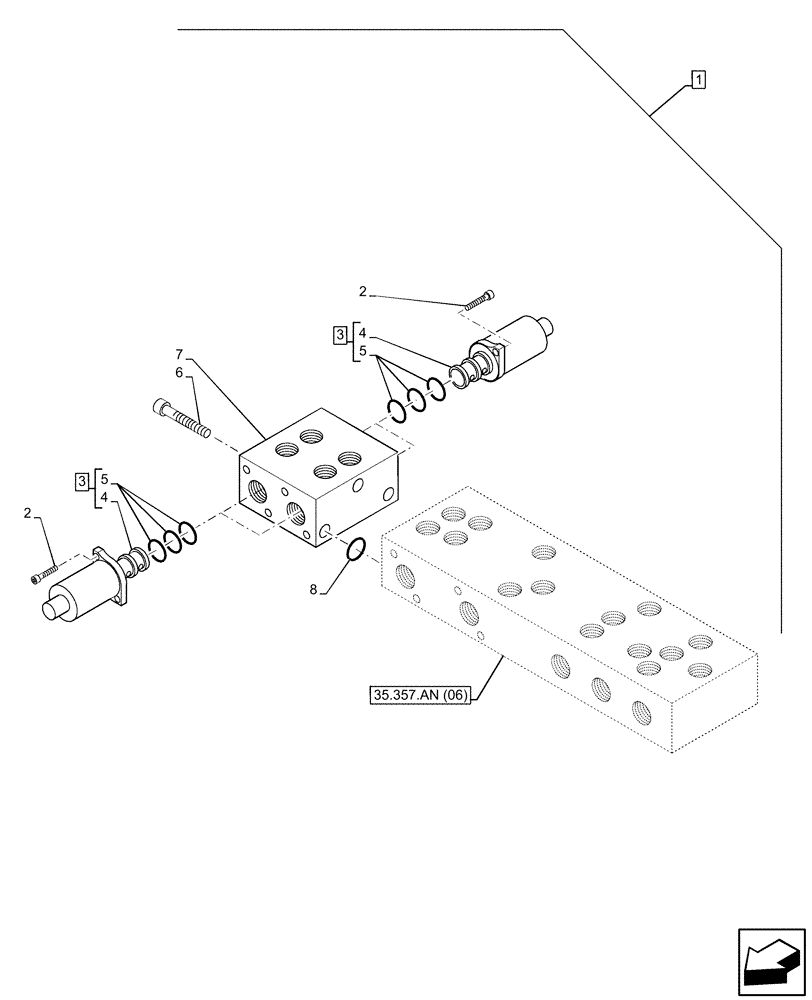 Схема запчастей Case 580SN - (88.100.35[41]) - DIA KIT, BI-AUXILIARY PR VALVE SECTION, PILOT CONTROL (88) - ACCESSORIES