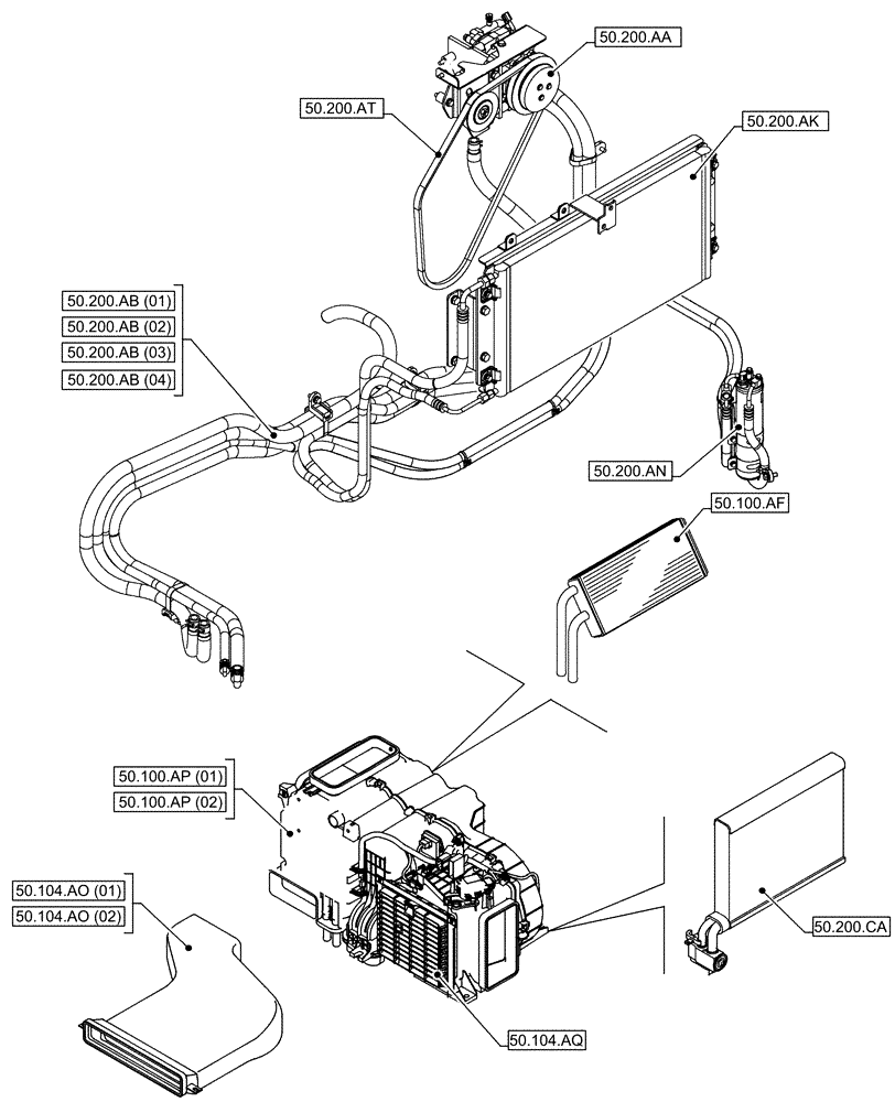 Схема запчастей Case CX160D LC - (00.000.50) - PICTORIAL INDEX - CAB CLIMATE CONTROL (00) - GENERAL & PICTORIAL INDEX