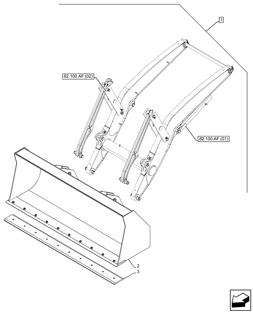 Схема запчастей Case 580SN - (88.100.82[02]) - DIA KIT, LIGHT MATERIAL BUCKET, 96 INCH QC - CASE (88) - ACCESSORIES