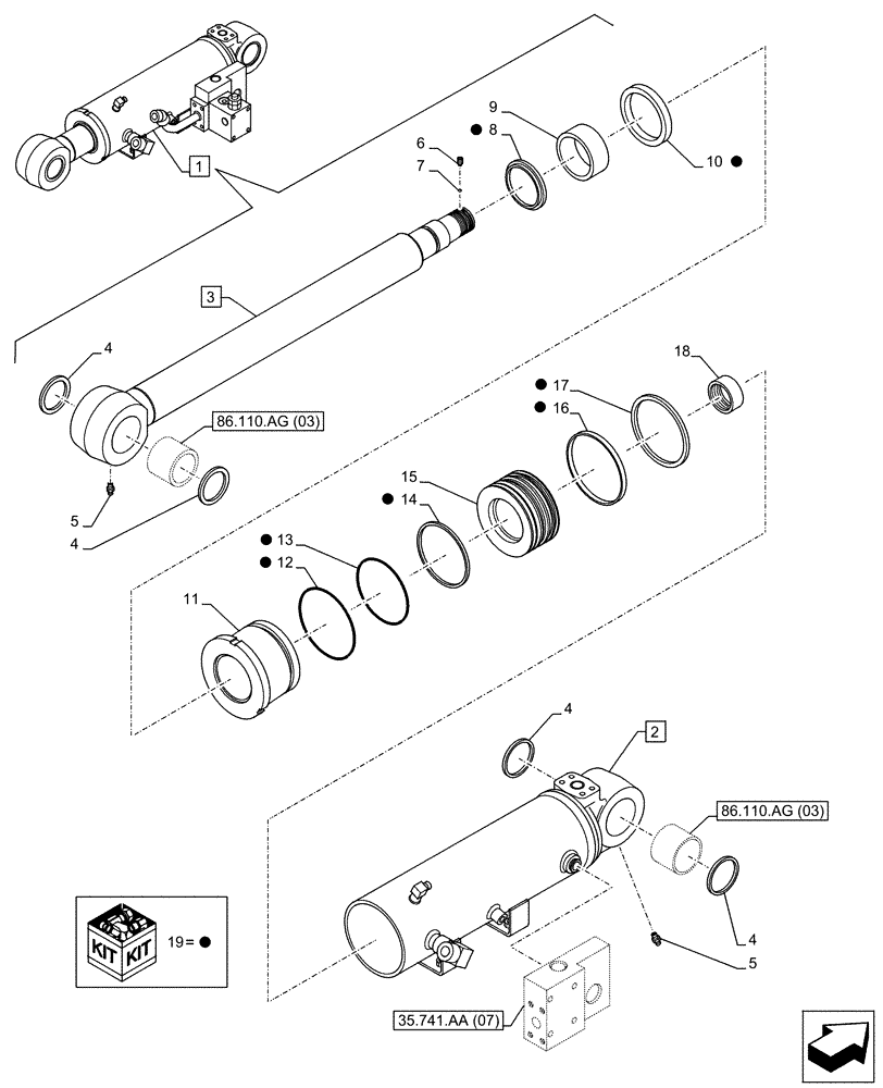 Схема запчастей Case CX130D - (35.741.AA[05]) - VAR - 481064 - LIFT CYLINDER, BLADE, SAFETY VALVE, COMPONENTS (35) - HYDRAULIC SYSTEMS