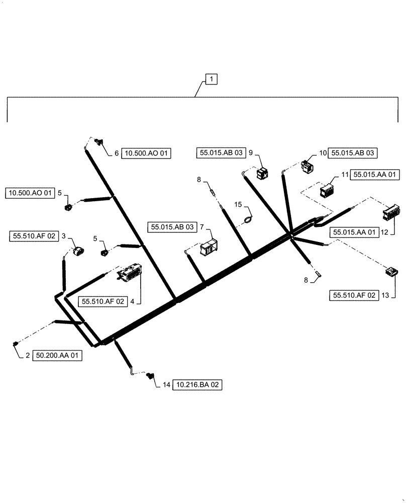 Схема запчастей Case 570N EP - (55.015.AB[04]) - ENGINE WIRE HARNESS (55) - ELECTRICAL SYSTEMS