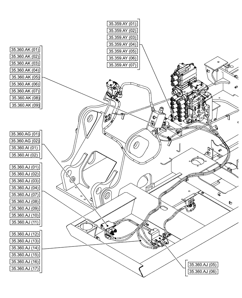 Схема запчастей Case CX130D - (00.000.35[08]) - PICTORIAL INDEX - HYDRAULIC SYSTEMS (00) - GENERAL & PICTORIAL INDEX