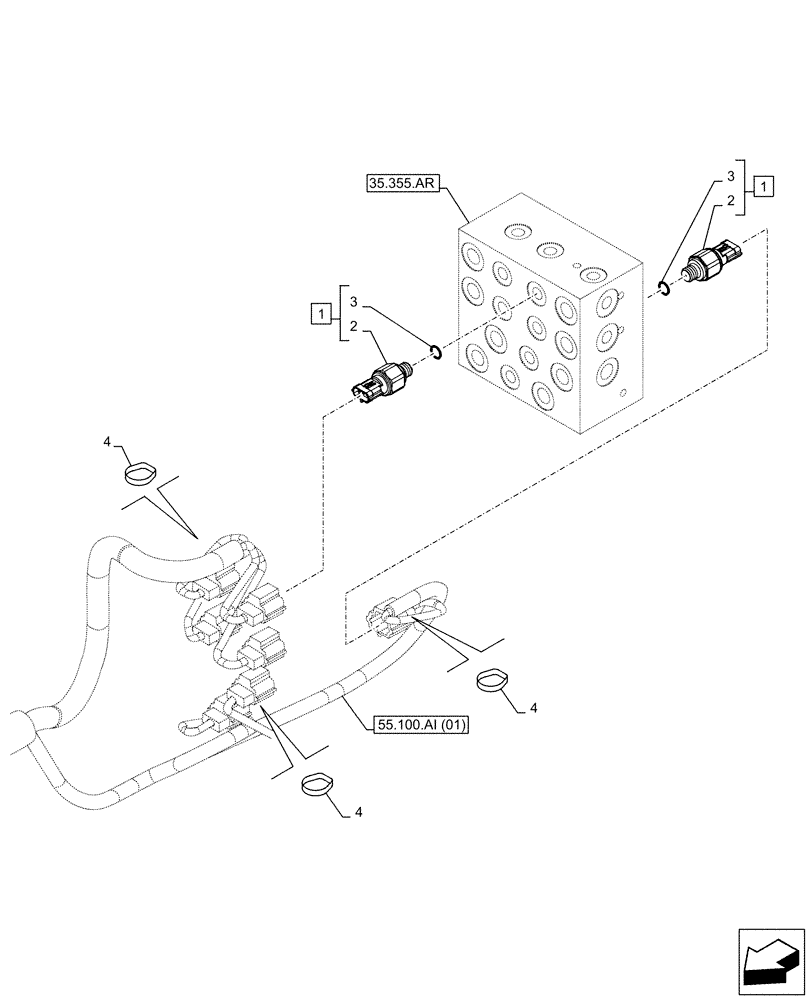 Схема запчастей Case CX130D LC - (55.036.AB[03]) - CUSHION, VALVE, SENSOR (55) - ELECTRICAL SYSTEMS