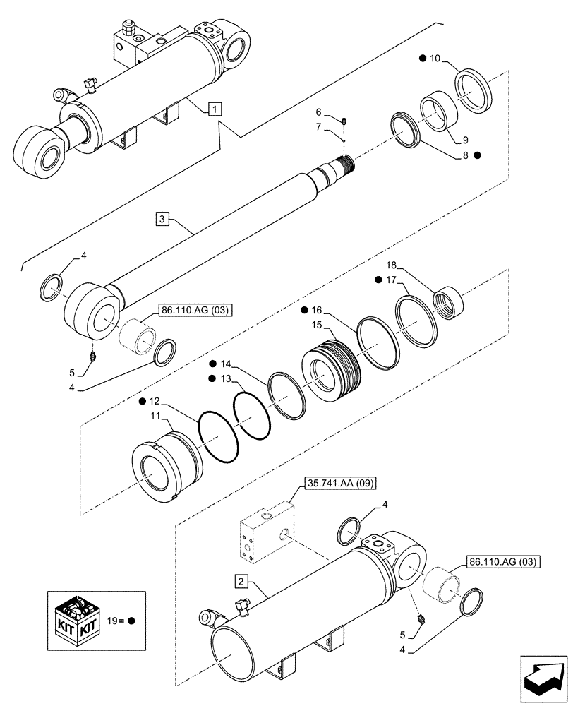 Схема запчастей Case CX130D - (35.741.AA[06]) - VAR - 481064 - LIFT CYLINDER, BLADE, SAFETY VALVE, COMPONENTS (35) - HYDRAULIC SYSTEMS